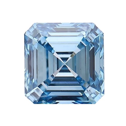 Diamante de laboratorio azul talla Esmeralda cuadrada (Square Emerald Cut)